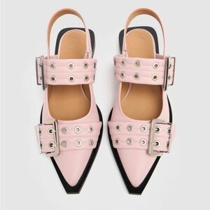 New GANNI 20mm Feminine Chunky Slingback Flats - Pink